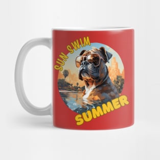 The Bulldog Dog's Vacation. Sun Swim Summer. Mug